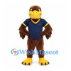 Eagle Mascot Costume in Brown with Navy and Yellow Sports Shirt