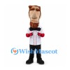 Bearded Gentleman Mascot Costume with White Baseball Shirt and Black Bow Tie