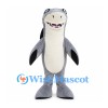 Shark Mascot Costume in Gray with Cream Belly and Large Side Fins