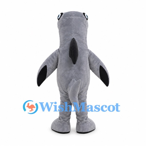 Shark Mascot Costume in Gray with Cream Belly and Large Side Fins
