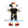 Cow Mascot Costume in Black and White with Black Sports Uniform