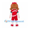 Girl Mascot Costume with Red Crown Headband and Red Sports Uniform