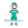 Boy Mascot Costume with Green Crest Hood and Green Sports Uniform