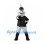 Fish Mascot Costume in Silver and Blue with Black Cap and Shirt