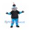 Fish Mascot Costume in Blue and Orange with Black Cap and Shirt