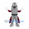 Rocket Mascot Costume in Gray with Burgundy Cape