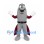 Rocket Mascot Costume in Gray with Burgundy Cape