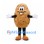 Potato Mascot Costume in Brown with Smiling Face and White Gloves