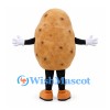 Potato Mascot Costume in Brown with Smiling Face and White Gloves
