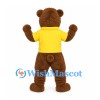 Bear Mascot Costume in Brown with Yellow Polo Shirt