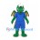 Dragon Mascot Costume in Green with Orange Wings and Blue Uniform