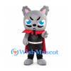 Wolf Mascot Costume in Gray with Red Cape and Black Outfit