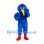 Blue Bird Mascot Costume with Long Yellow Beak and Red Sneakers