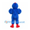Blue Bird Mascot Costume with Long Yellow Beak and Red Sneakers