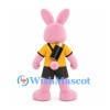 Rabbit Mascot Costume in Pink with Yellow Shirt and Backpack Cylinder