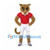 Cougar Mascot Costume with Red Shirt and White Football Pants