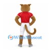 Cougar Mascot Costume with Red Shirt and White Football Pants