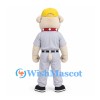 Bulldog Mascot Costume in Cream with Yellow Cap and Gray Baseball Uniform