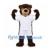 Bear Mascot Costume in Brown with White Sports Shirt and Shorts