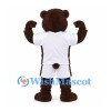 Bear Mascot Costume in Brown with White Sports Shirt and Shorts
