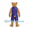Bear Mascot Costume in Tan with Purple Basketball Uniform