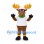 Moose Mascot Costume with White Cap and Shirt and Green Scarf