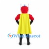 Superhero Mascot Costume with Red Helmet and Yellow Cape