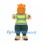Pumpkin Scarecrow Mascot Costume with Green Striped Shirt and Straw Trim