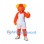 Bear Mascot Costume in Orange with Yellow Ears and White Sports Uniform