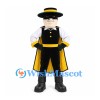 Masked Bandit Mascot Costume with Black Hat and Yellow Cape