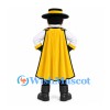 Masked Bandit Mascot Costume with Black Hat and Yellow Cape