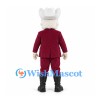 Cowboy Mascot Costume with White Beard and Burgundy Suit