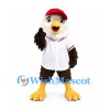Eagle Mascot Costume with Red Cap and White Baseball Shirt