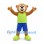 Bear Mascot Costume with Lime Shirt and Blue Shorts