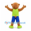 Bear Mascot Costume with Lime Shirt and Blue Shorts