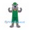 Bulldog Mascot Costume in Gray with Green Basketball Uniform and Cap
