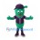 Cucumber Mascot Costume with Purple Baseball Cap and Shirt