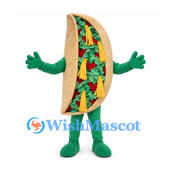 Taco Mascot Costume with Lettuce Tomato and Cheese Details