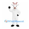 Goat Mascot Costume in White with Pink Horns and Black Hooves