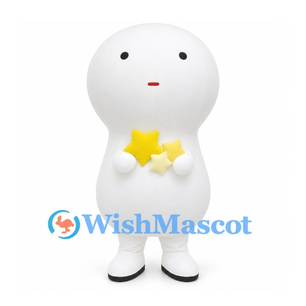 White Block Character Mascot Costume Holding Yellow Stars