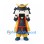 Samurai Rice Ball Mascot Costume with Gold Crescent Helmet and Layered Armor