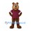 Bear Mascot Costume in Brown with Burgundy Sports Shirt