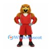 Eagle Mascot Costume in Brown with Red Basketball Uniform