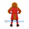 Eagle Mascot Costume in Brown with Red Basketball Uniform