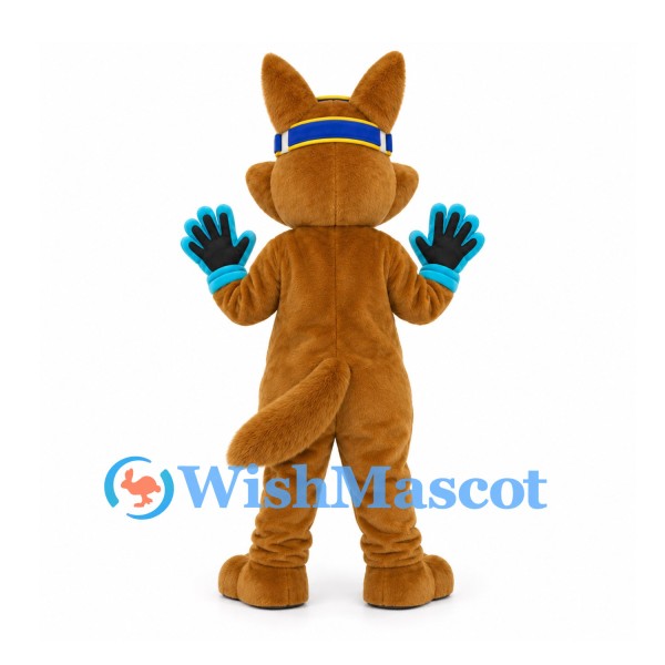 Kangaroo Mascot Costume with Blue Goggles and Turquoise Gloves