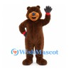 Bear Mascot Costume in Brown with Blue Nose and Gray Gloves