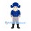 Sea Captain Mascot Costume with Blue Tricorn Hat and White Moustache