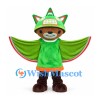 Flying Squirrel Mascot Costume with Green Wing Cape and Helmet