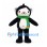 Bear Mascot Costume in Black with Green Scarf and White Face