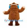 Bigfoot Mascot Costume in Brown with Blue Earmuffs and Cream Beard
